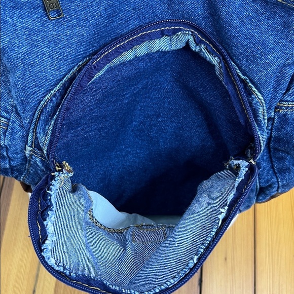 Vintage Route 66 Denim Backpack Faux Leather Trim Y2K 90s School Bag Americana main image 10
